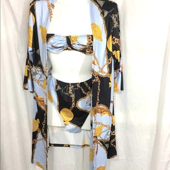 unknown Other - Bikini Barocco Blue Print Three Piece Medium